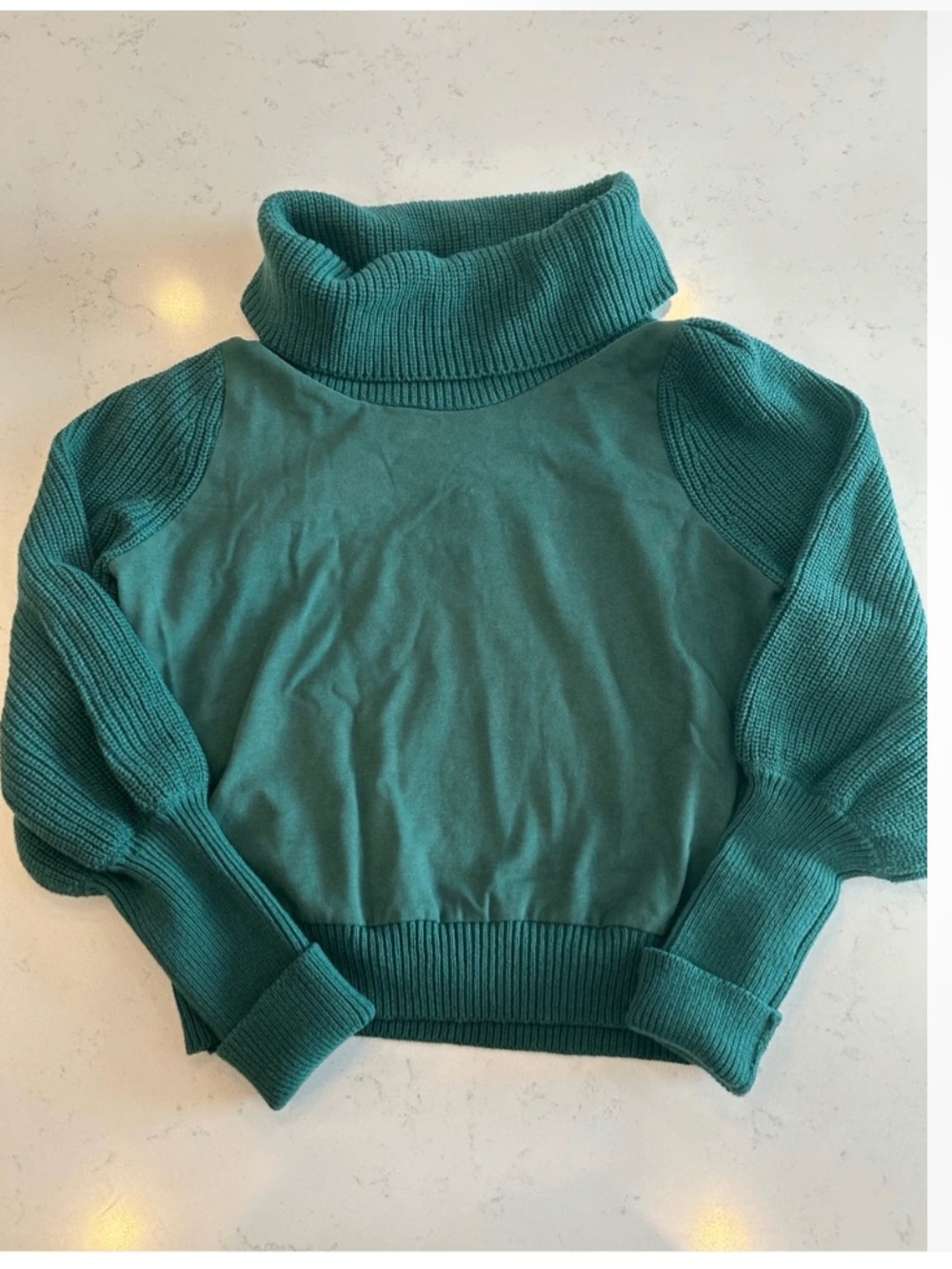 Dolan Anthropologie Teal Cowl Neck Balloon Sleeve Sweater - Picture 3 of 7